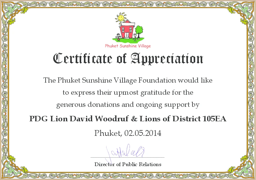 Certificate Of Appreciation